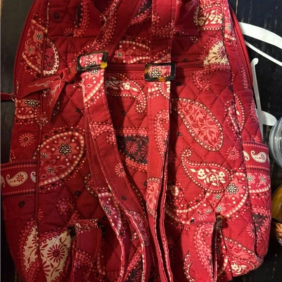 Vera Bradley Red Paisley Quilted Backpack - Picture 2 of 3